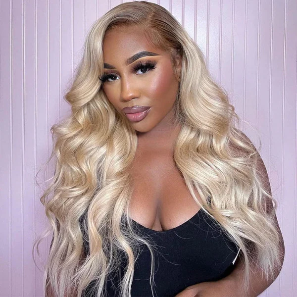 Clearance Body Wave 5x5 Lace Closure Pre Plucked Ombre T4/613 Blonde Colored Human Hair Wigs
