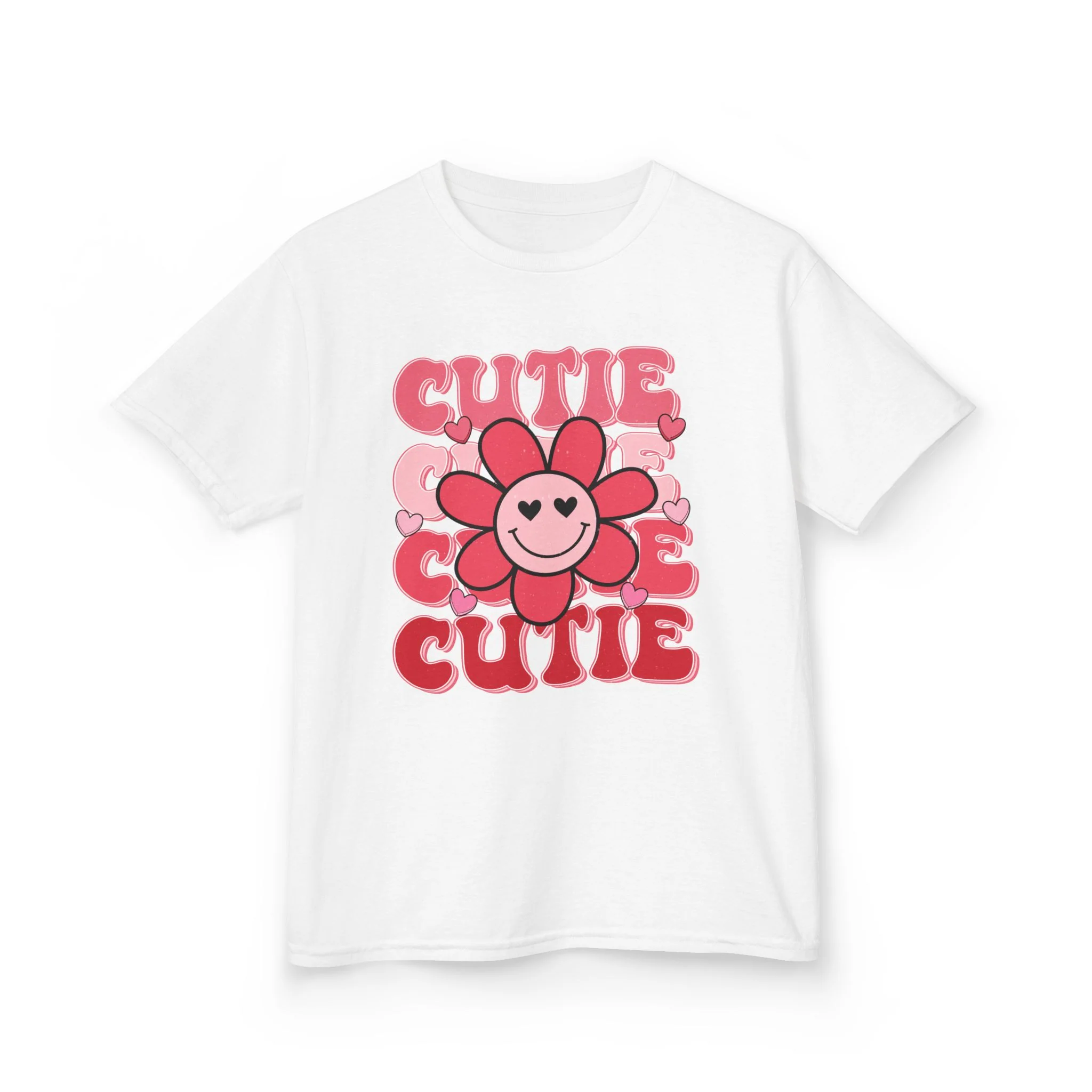 Smiling Flower 'Cutie' Kids T-Shirt | Retro Pink Heart Daisy