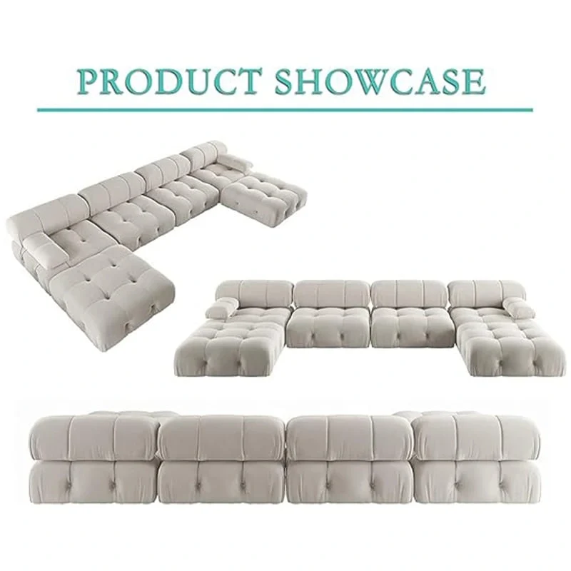 U-shaped Velvet Upholstery Sectional Modern Modular Couch
