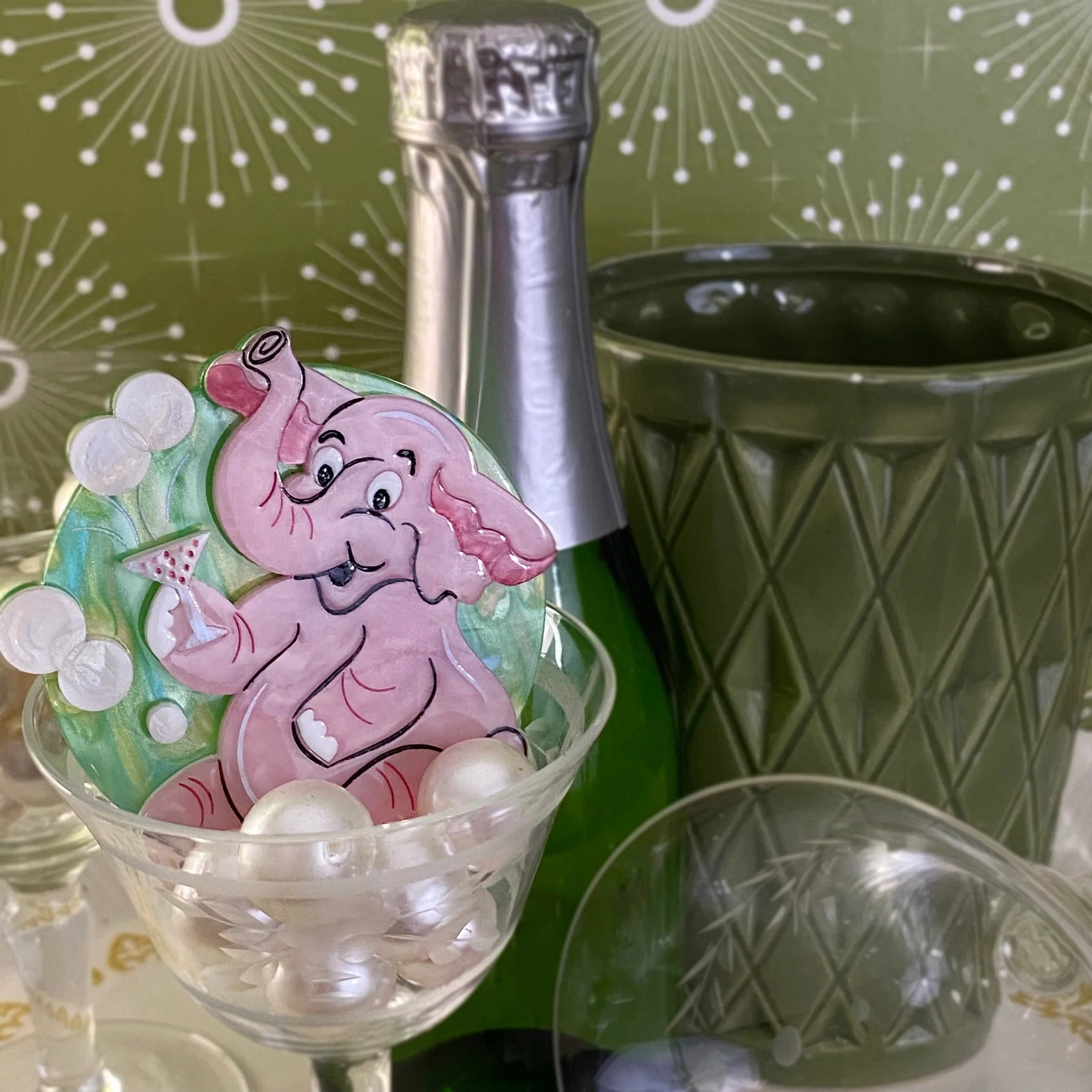 A New Year Aperitif Acrylic Brooch