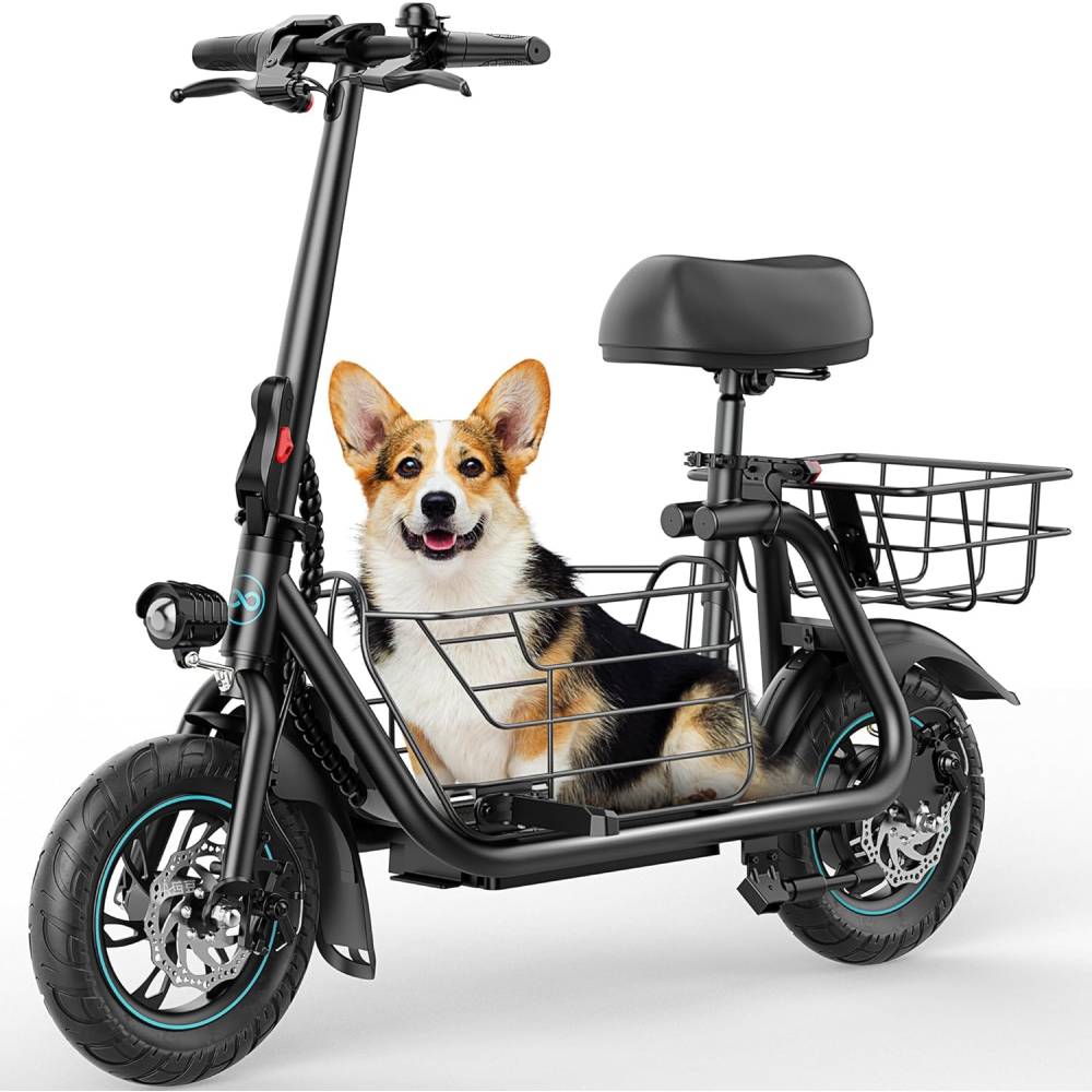 Gyroor Electric Scooter with Basket & Seat, 550W, 20 Mile Range