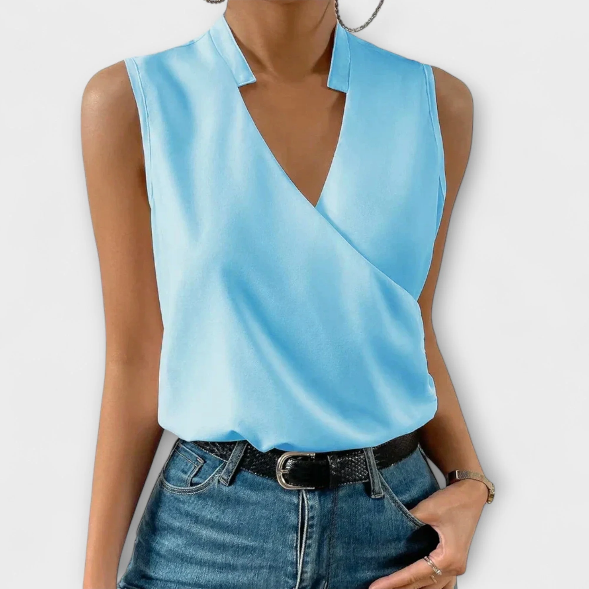 Women��s Lightweight V-Neck Top Elegant Summer Style