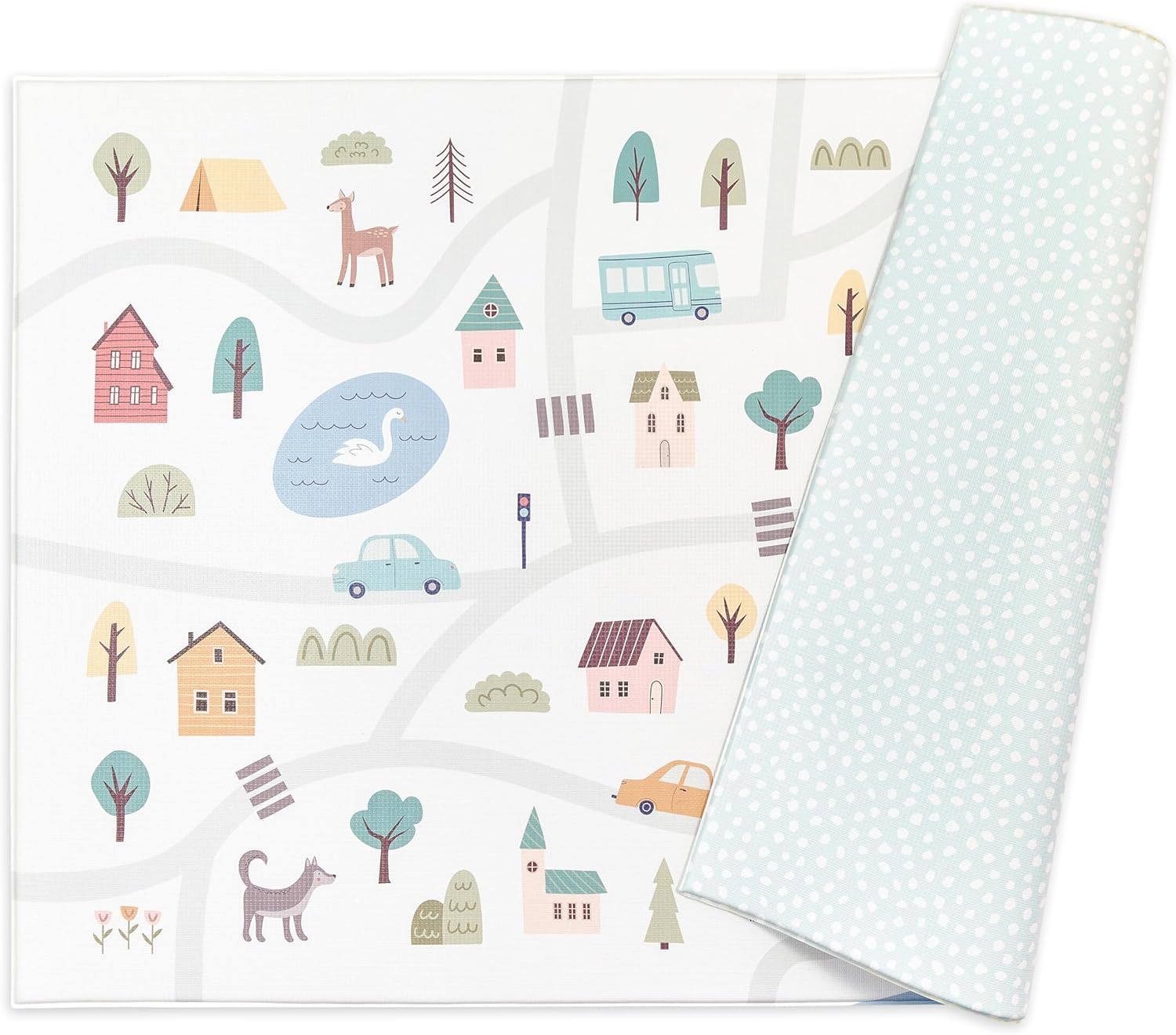 Reversible Play Mat 82” x 55” - for Infants, Babies, Toddlers, Kids | Waterproof, Durable, Non-Toxic, Easy-to-Clean | Thick & Large Soft Foam Floor Mat for Gym, Nursery, Playroom