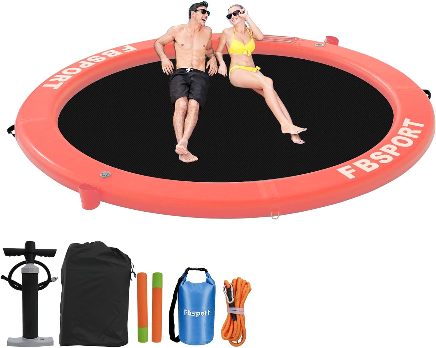 Inflatable Dock Floating Platform 8ft Inflatable Water Hammock Floating Deck for Lake W/Cupholder Round Floating Ring Float Ring Pool Float Raft Lounger Island Platform Pad