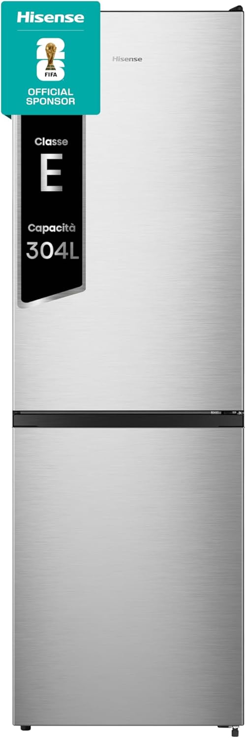 Hisense MC60300IE Frigorifero Combinato, Libera installazione,Total No frost, Ventilazione MultiFlow, Doppia porta reversibile, Inox, Altezza 186 cm,Capacità netta 300 litri, Controllo Touch, Classe E