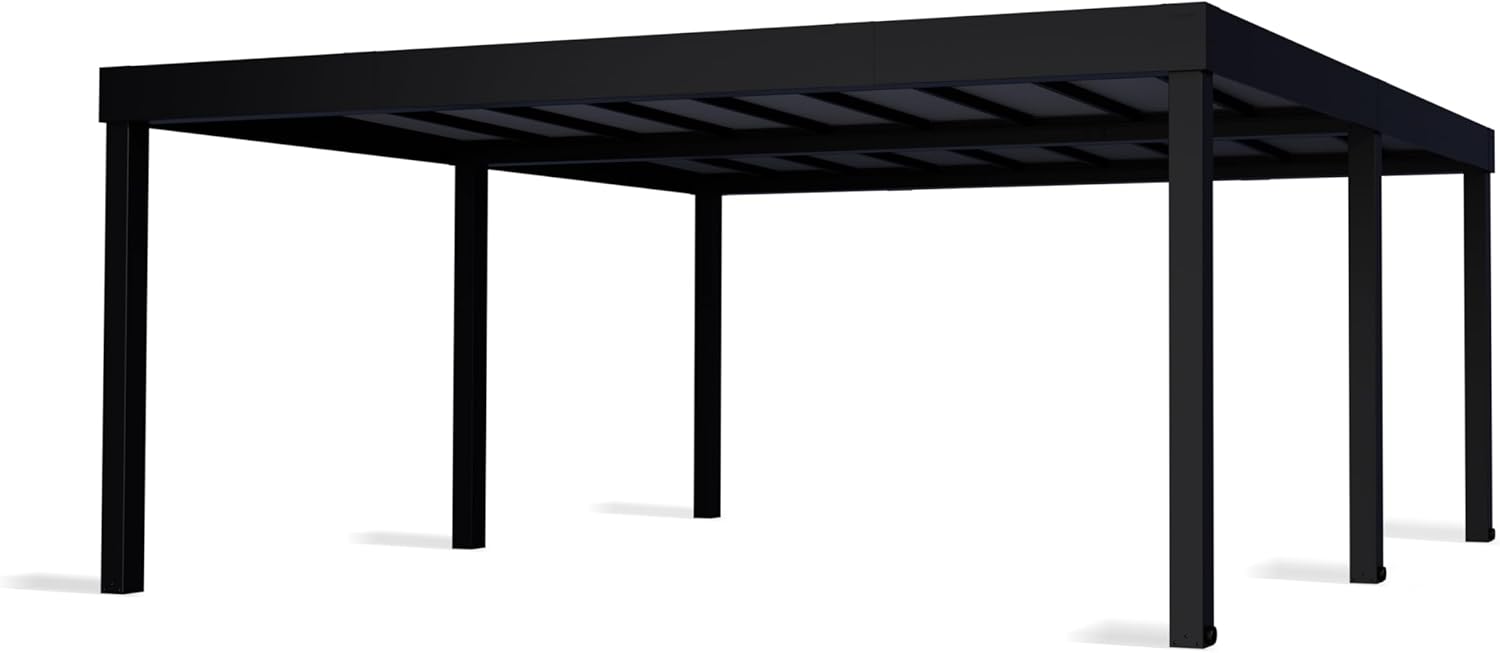 Canopia by Palram Carport Bausatz Oslo 600 x 600 cm Doppelcarport Polycarbonat Schwarzer Rahmen für PKW aus rostfreiem Aluminium