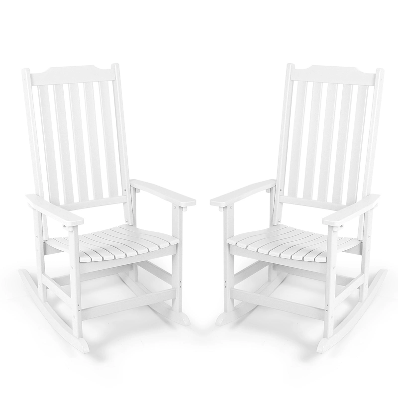 Vrakae 2 PCS Patio All Weather Resistant High Back Rocking Chair