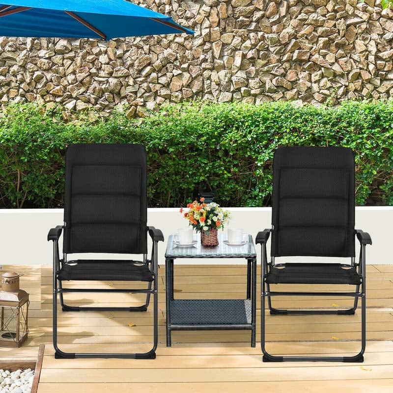 2 Pack Folding Patio Chairs 7 Position Adjustable Lawn Chair Recliner Camping Chair Compact Outdoor Sling Chair Fully Assembly - Comfortable And Ergonomic Design