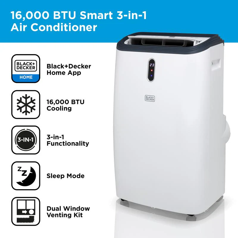 Aire Acondicionado Inteligente Portátil 3 en 1 16000 BTU Black+Decker BXAC40018GB