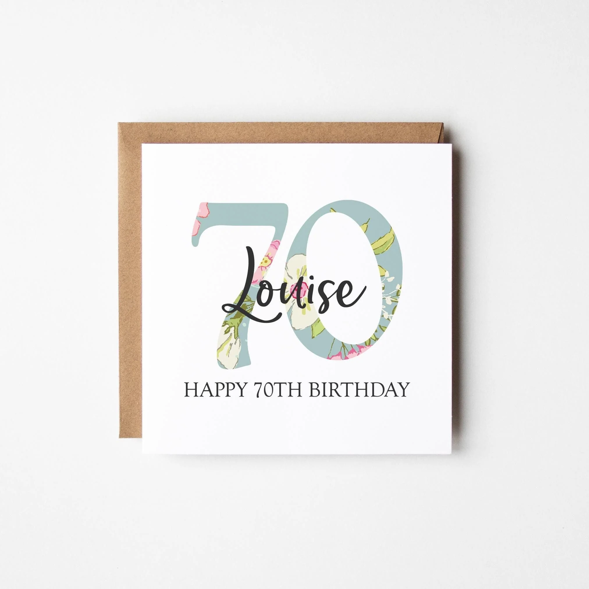 70th Birthday Card a?�� Personalised 70th Birthday Card for Her a?�� Daughter a?�� Friend a?�� Auntie a?�� Cousin a?�� Sister a?�� Floral 70th Card