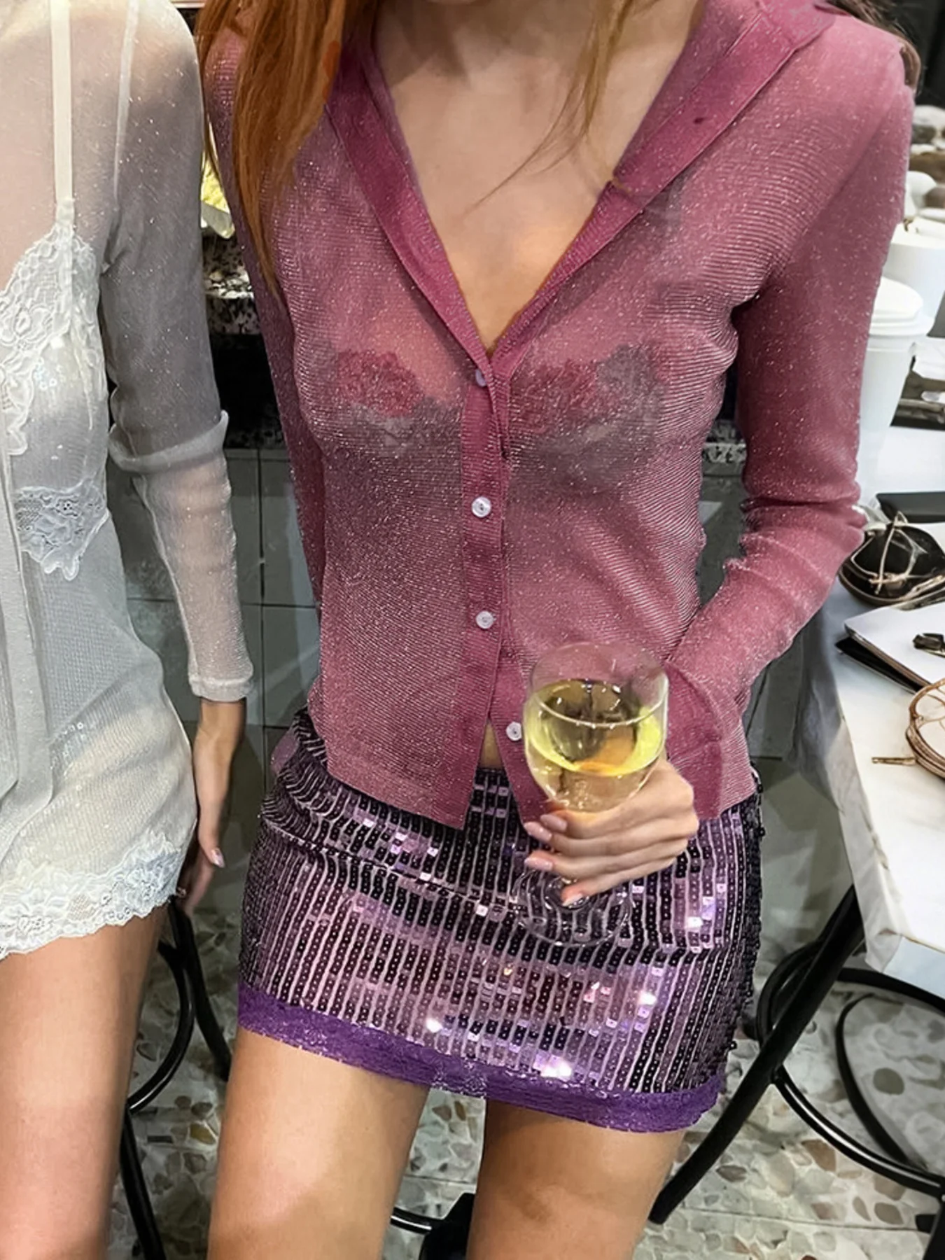 Button Up Shirt with Scarf