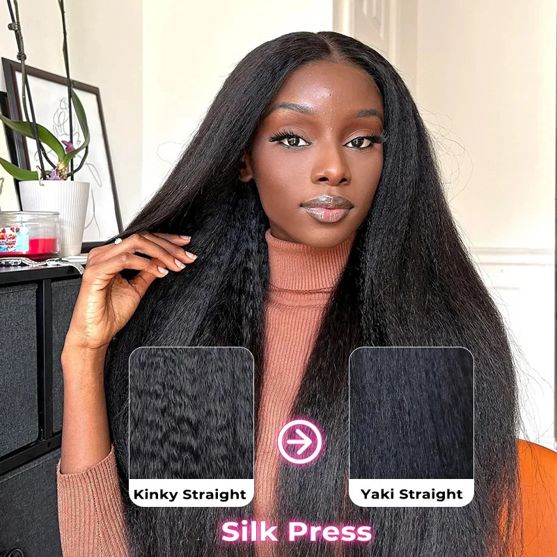 Pre Everything New Yaki Straight Glueless Wig Pre Cut 13X6 HD Lace Human Hair Wigs