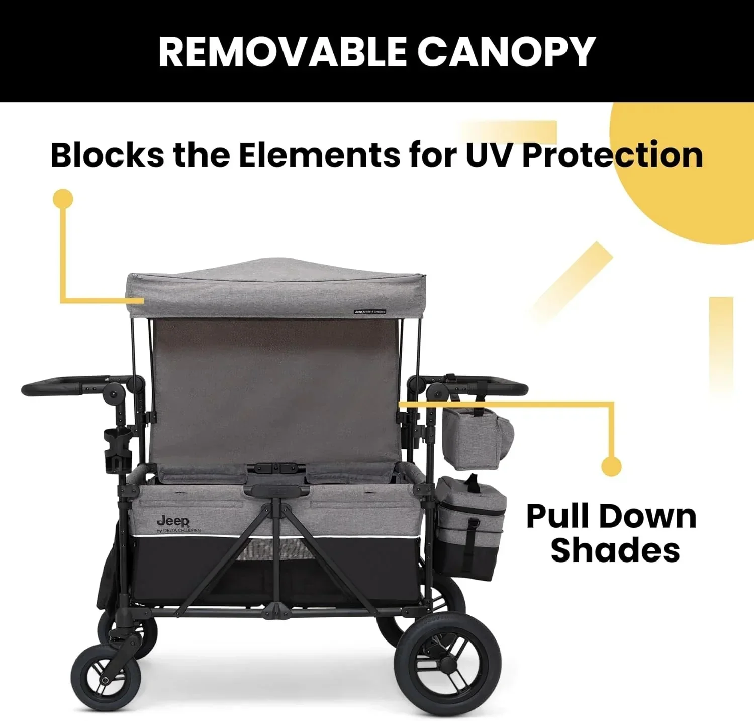 Jeep Wrangler Deluxe 4-seater stroller by Delta Children Premium Quad stroller