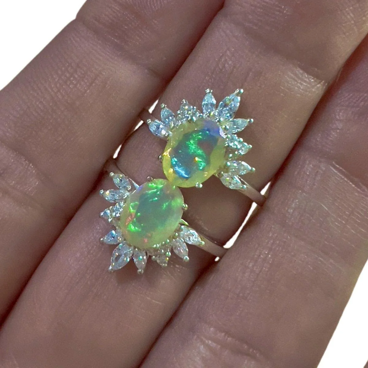 Laihas Empress Genuine Opal Ring - Opal/ White Topaz