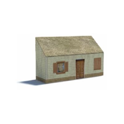 Background House (cream, 1 level, tan sloped roof)