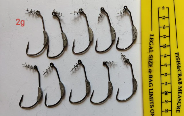 Weighted Weedless Hooks  jig head for soft plastic lures 1/0,2/0,4/0