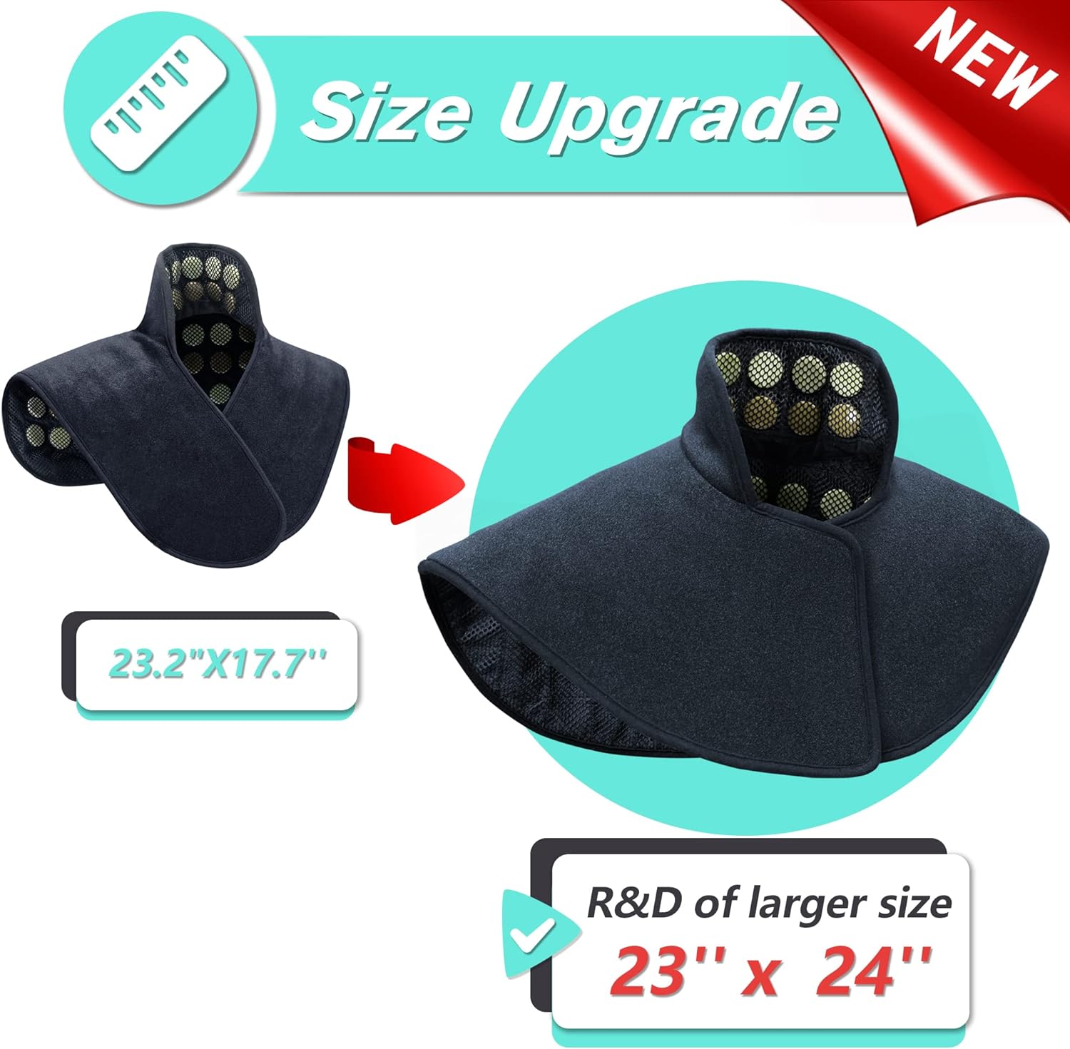 UTK Heating Pad for Neck and Shoulders,Natural Jade Tourmaline,Upgrade Size to Cover More Areas of Neck,Shoulder,Shoulder Blade and Back(23''x 24'')|Gift for Dad
