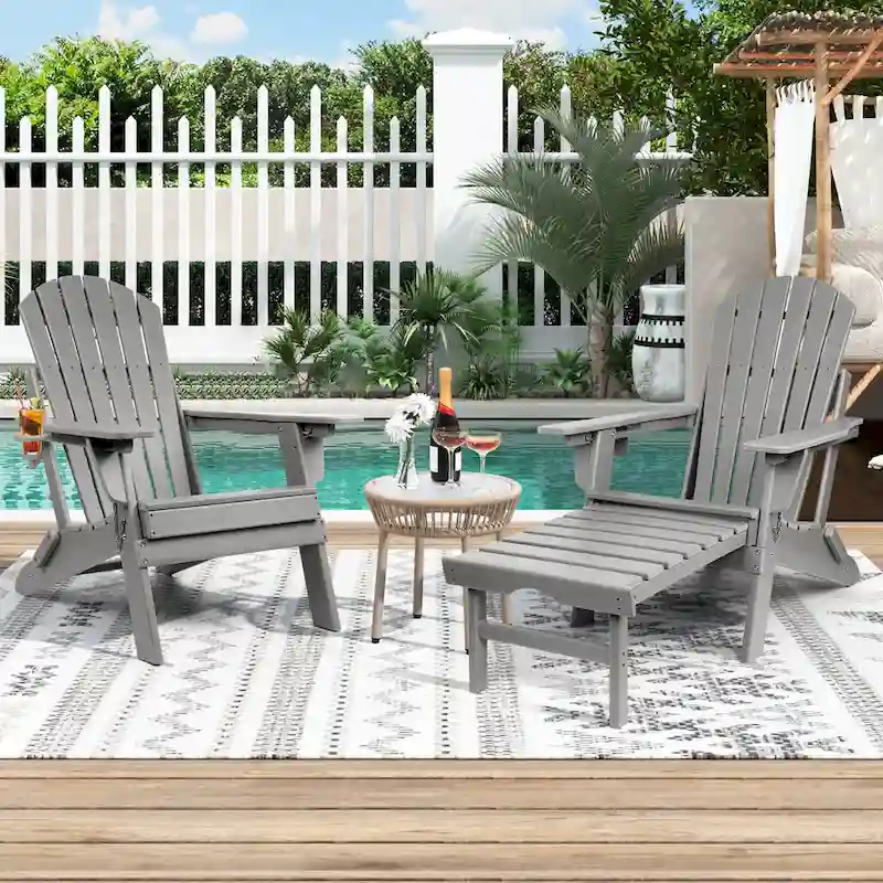 Vrakae Folding and Adjustable Adirondack Chair with Ottoman