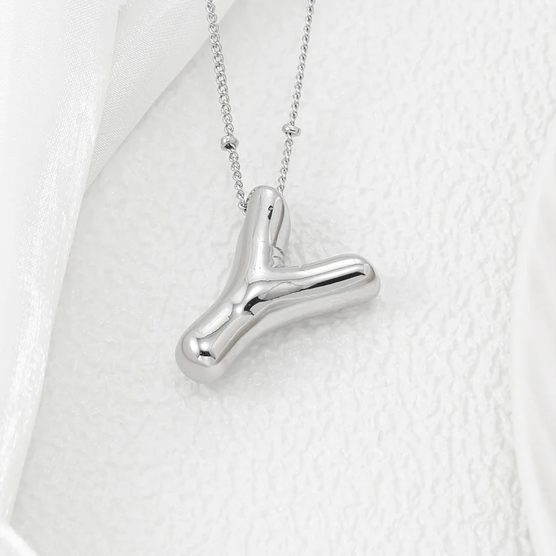Copper Bubble Letter Pendant Necklace