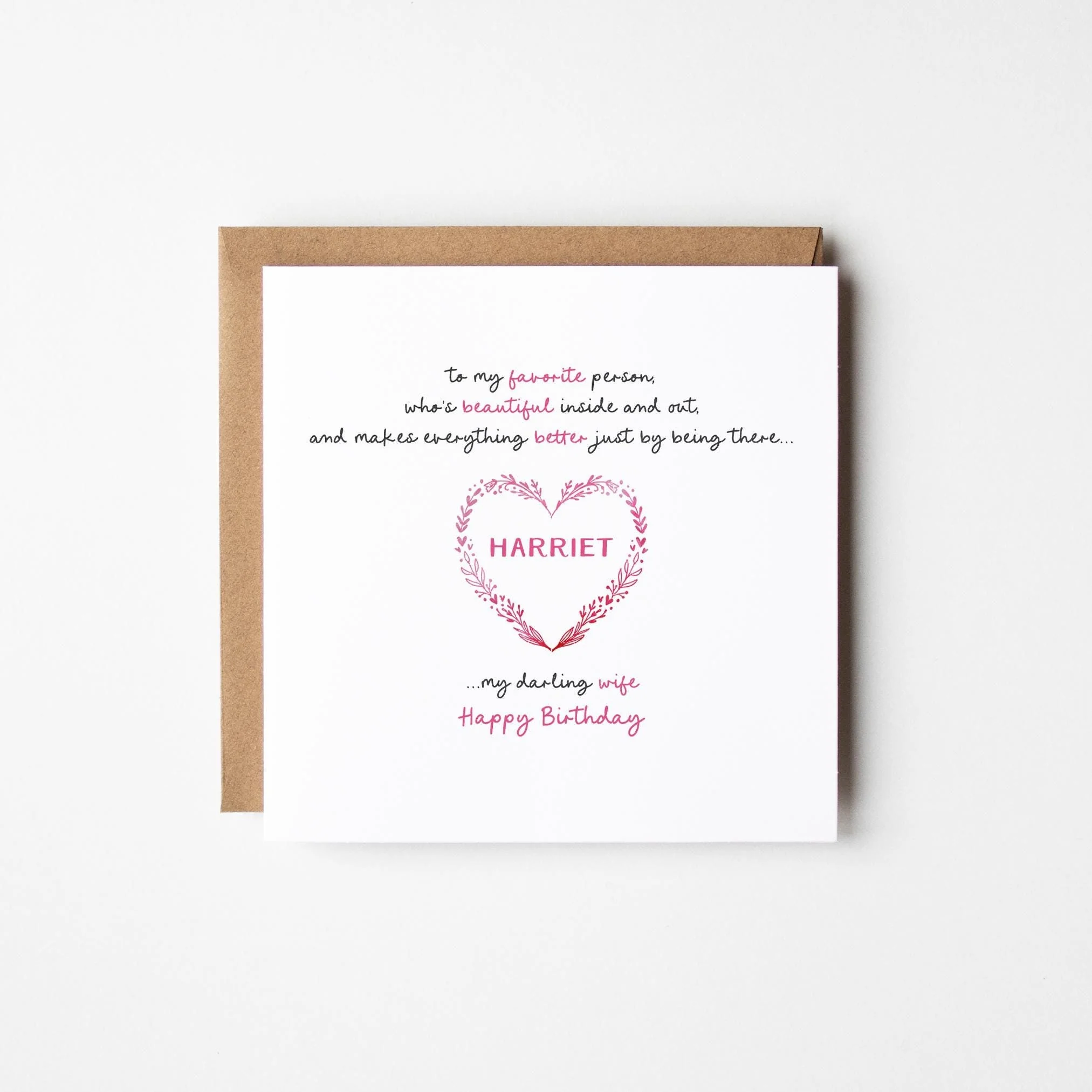 Romantic Wife Birthday Card a?�� Personalised Birthday Card For Wife a?�� Romantic Birthday Card For Wife a?�� Darling Wife Card  a?��
