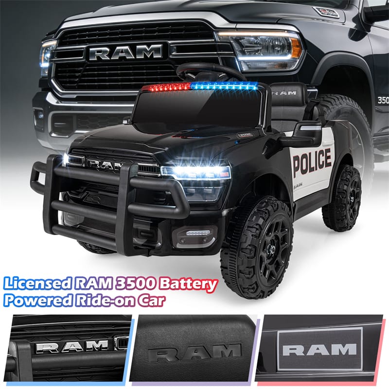 12V Kids Ride-On Truck Car Licensed RAM 3500 Electric Vehicle with Remote Control, Soft Start & LED Lights, Ride On Toy for Boys Girls Aged 3+