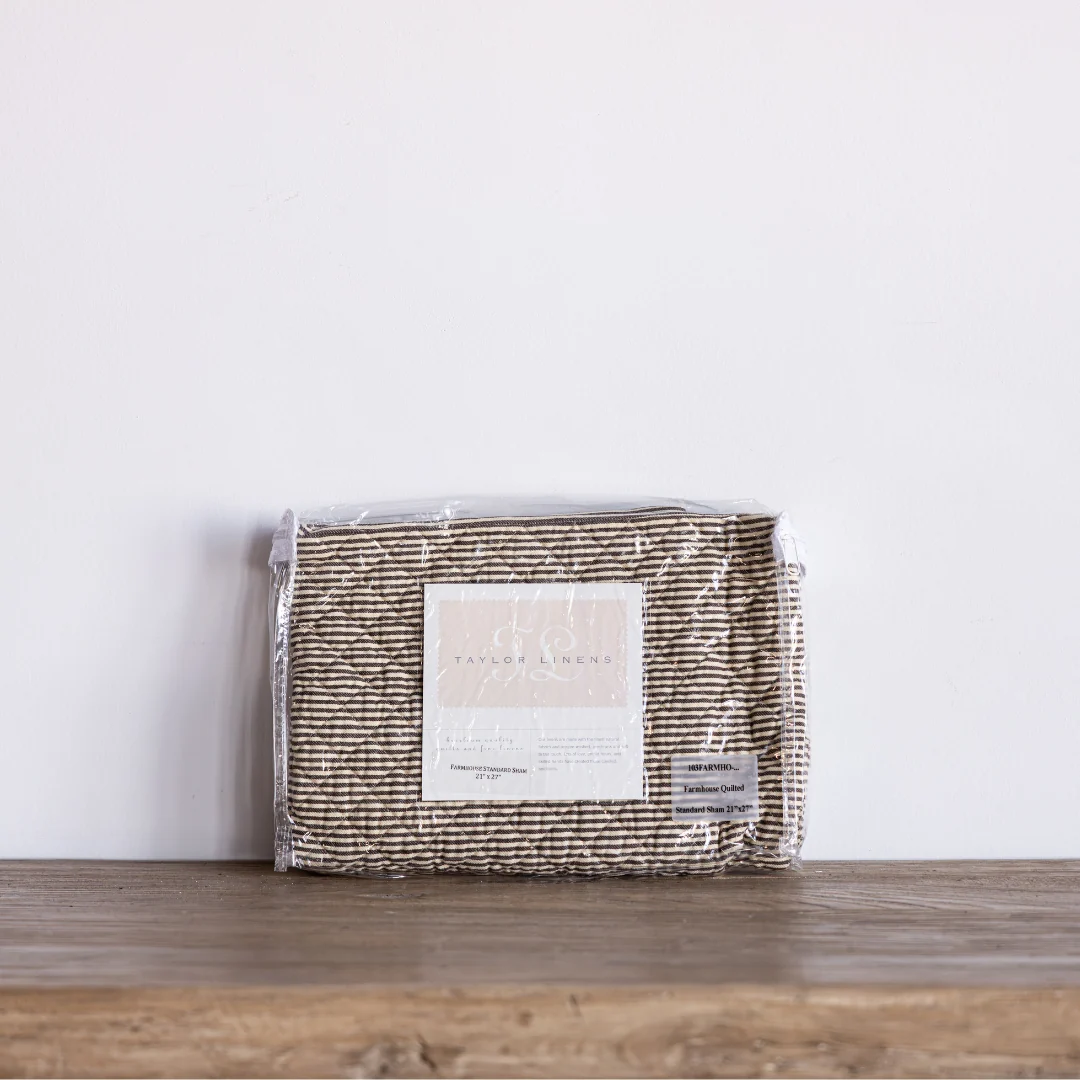 Pinstriped Brown Striped Quilted Pillow Sham