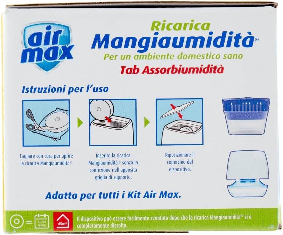 Air Max Ricarica Tab Mangiumidità, Fragranza Neutra, 4 x 450 gr