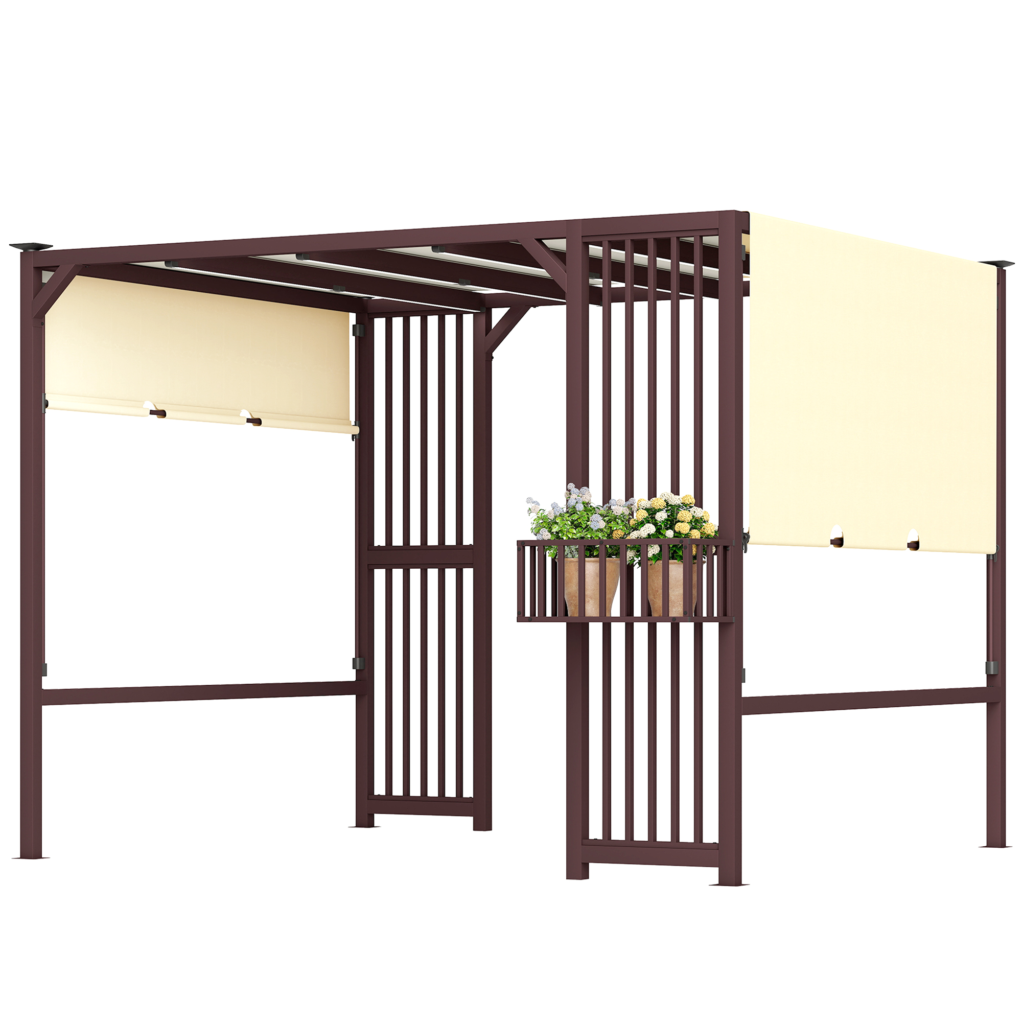 Outsunny Pergola Paviljoen 3x2,5m UV30+ Stabiel Winterbestendig Zonnescherm met Verstelbaar Schuifdak Donkerbruin