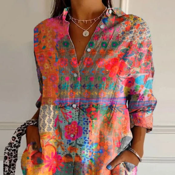 Women��s Floral Blouse Lightweight Vintage Style
