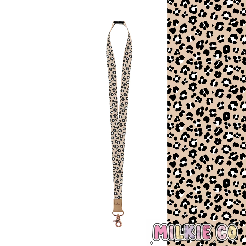 Blush Leopard Fabric Lanyard