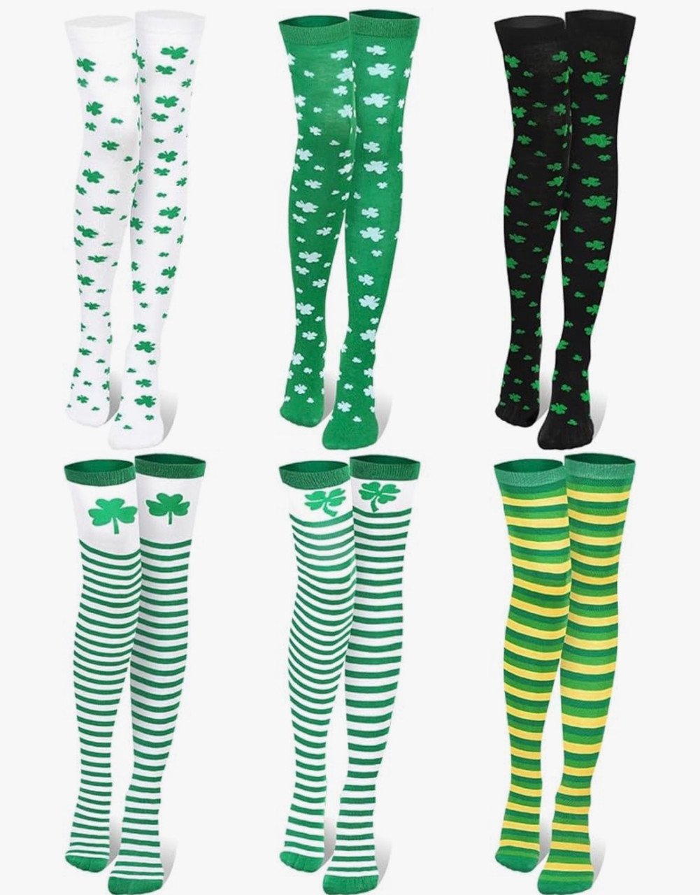 6 PACK St Patricks Wholesale Green/White Striped 5203D