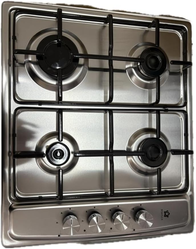 Piano Cottura 4 Fuochi 60 cm Da Incasso Inox Acciaio Liscio