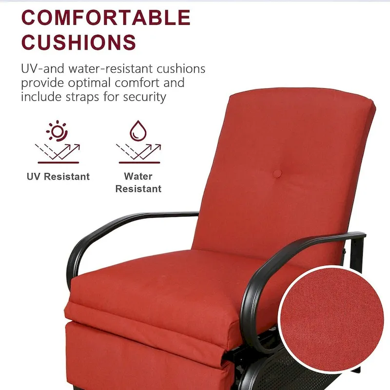 Adjustable Recliner Lounge Chair Patio Lounge Sofa with Cushion - 38 (D) x 26.5 (W) x 38.5 (H) INCH