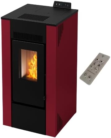 Stufa a Pellet ventilata Alida 9 Stagna 8,74 Kw Bordeaux 4 Stelle 83,70 m2 riscaldabili On Fire Line (Stufa + Telecomando)