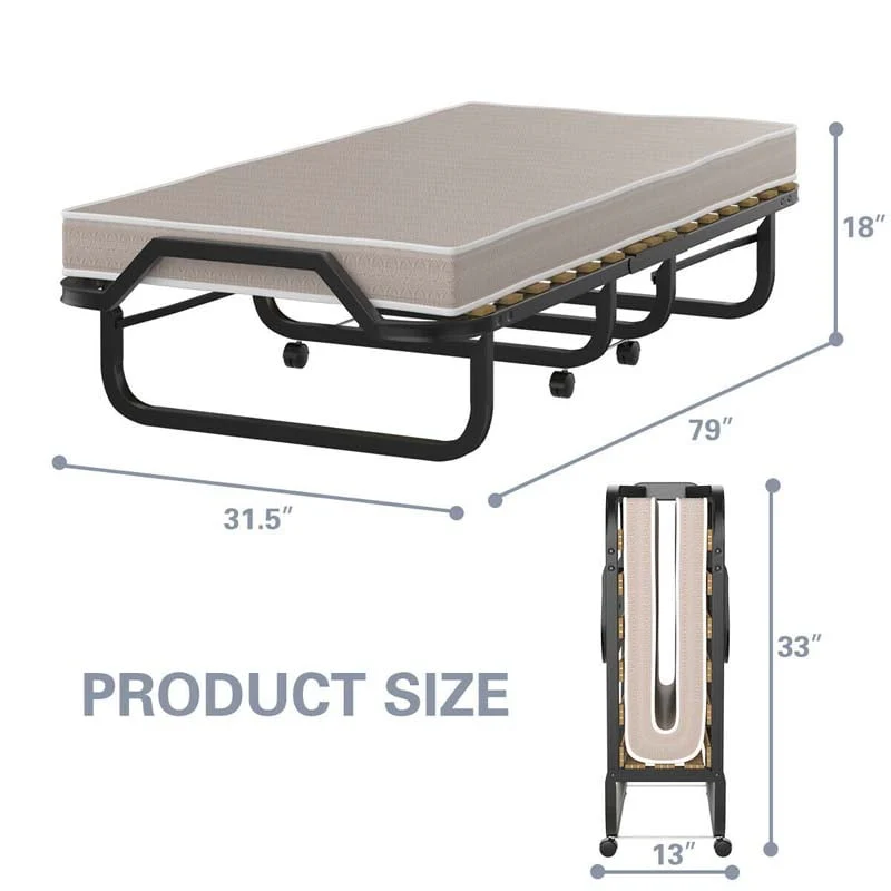 Eletriclife Rollaway Folding Bed with Memory Foam Mattress