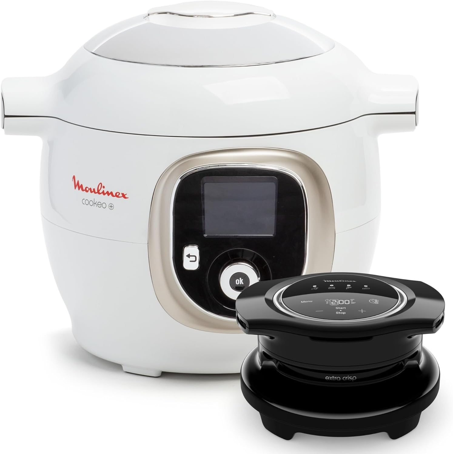 Moulinex Cookeo+ avec Extra Crisp, Multicuiseur, Air fryer, 10modes de cuisson, Cuisson sous pression, Recettes faciles pas à pas, CE85XCF0, Blanc