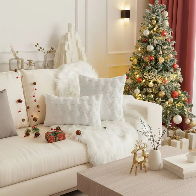 SPRUCELY – Gezellige Pluche Kerstboom Kussenhoes van ultra-zacht materiaal