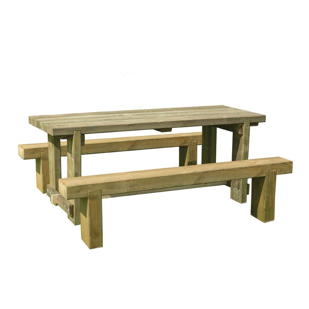 Forest Garden Refectory Table and Sleeper Bench Set – 1.8m