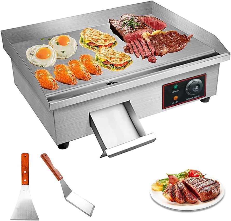 CHAOFLIGHT 3000W Electric Griddle with Stainless Steel Top and Adjustable Temperature