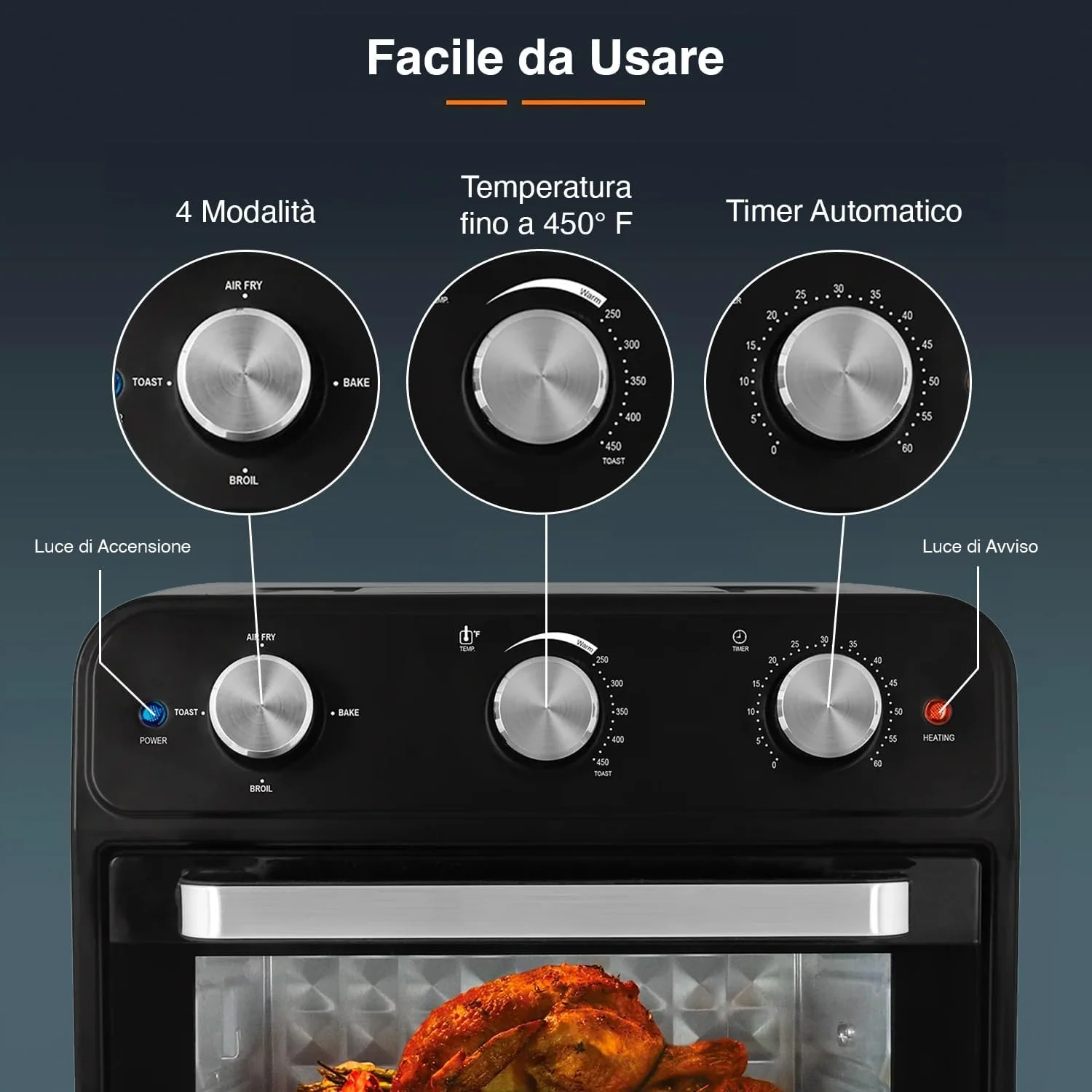 Fornetto Ad Aria 28l 2000w Con Teglia, Cestello E Griglia