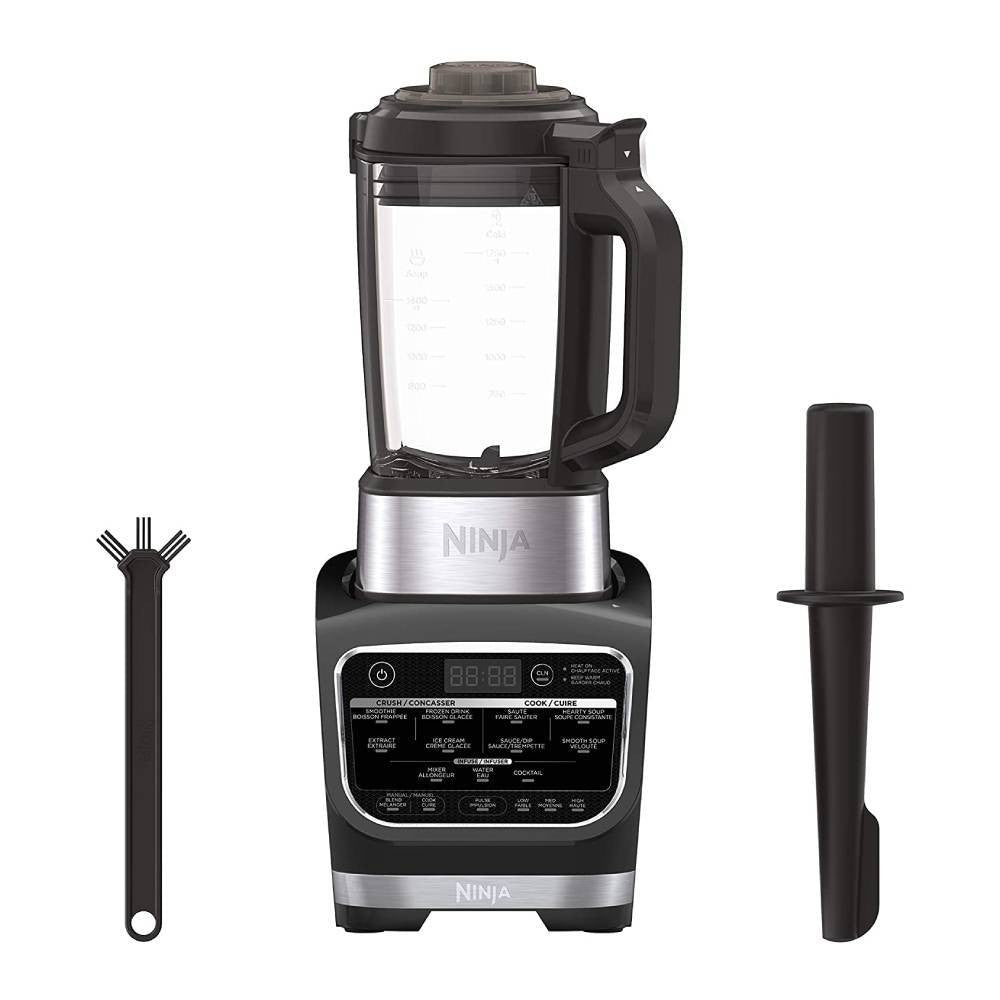Blender Ninja Foodi pentru preparate la rece și cald cu carafă antiaderentă din sticlă de 1400 wați (HB152), 64 oz, negru