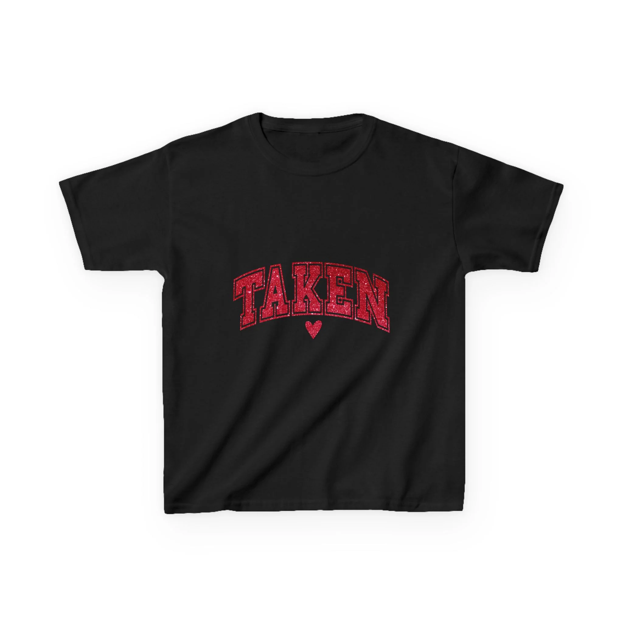 Taken Kids Tee | Red College Lettering, Small Heart