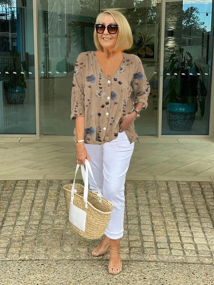 Women��s Floral Blouse Relaxed Fit Lightweight Summer Style