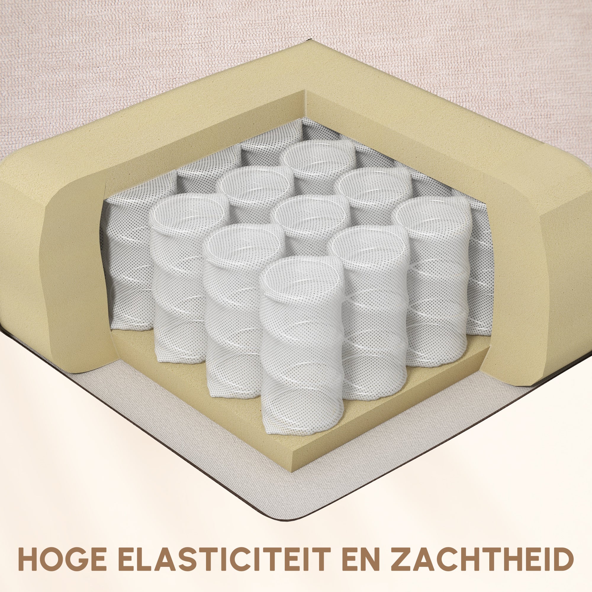 HOMCOM Massagestoel met Verwarmings- & Ligfunctie, Draaibaar, tot 150 kg, Metaal Frame, 98x90x98cm, Beige