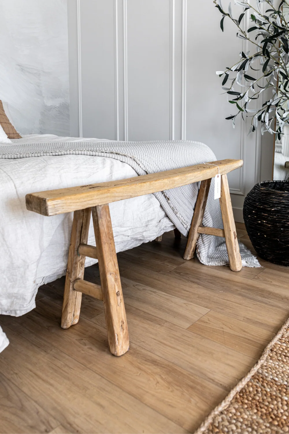 Vintage Skinny Reclaimed Wood Bench