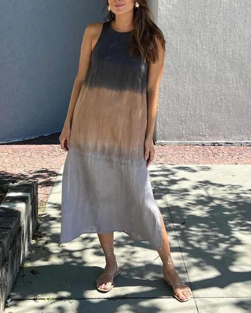 Women��s Sleeveless Ombre Maxi Dress Elegant Gradient Design