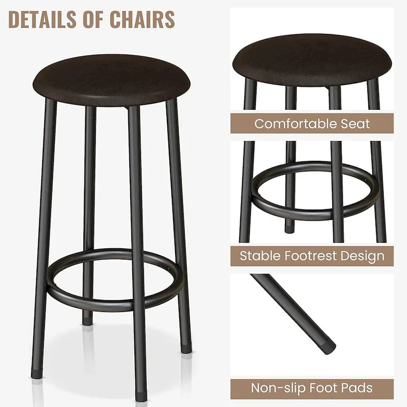 Kitchen Island with 2 Stools and Open Shelves