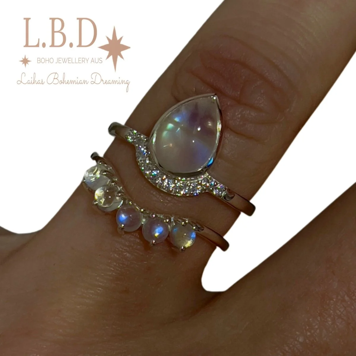 Laihas Over The Rainbow Topaz and Moonstone Ring