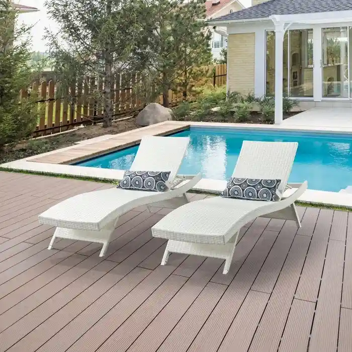 All Weather Wicker Chaise Lounge - Set of 2