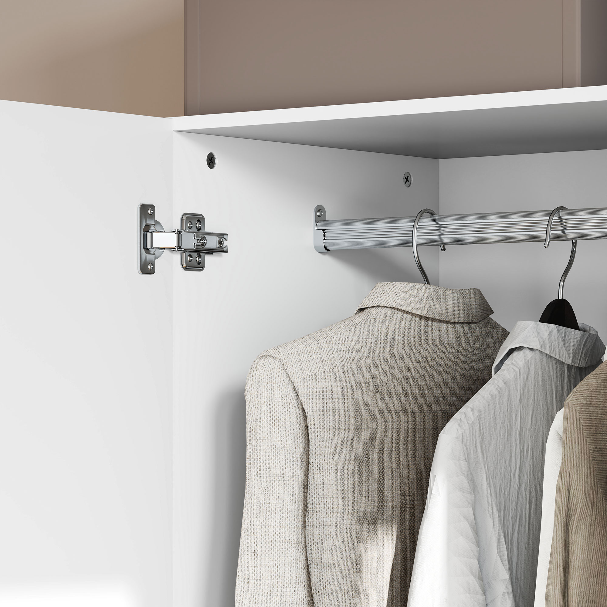 HOMCOM Garderobekast, 2-Deurs, Hangruimte, Kledingstang, 2 Laden, Spaanplaat, Wit